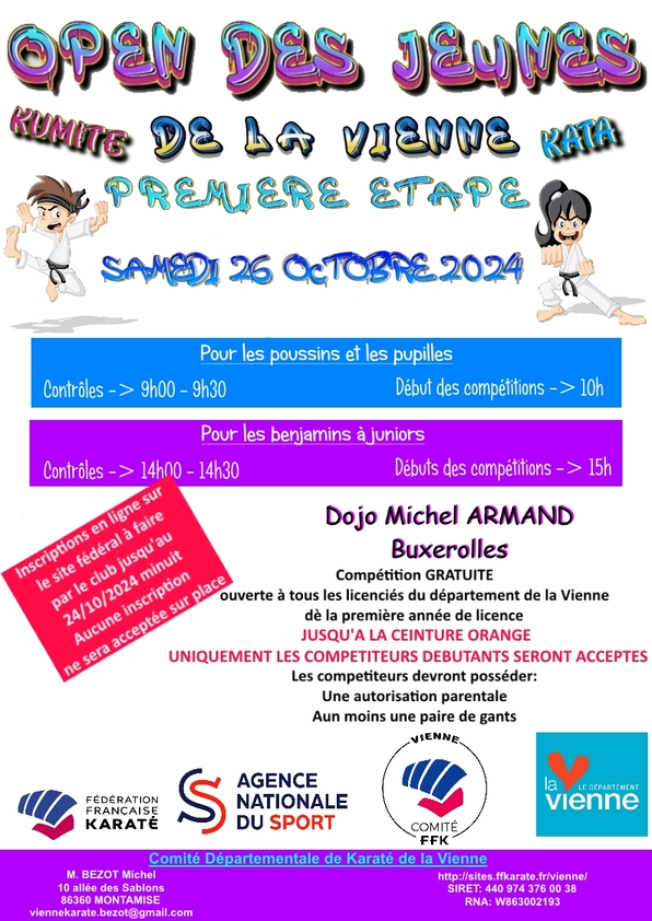 Open des jeunes de la Vienne 1ère étape 26 octobre 2024