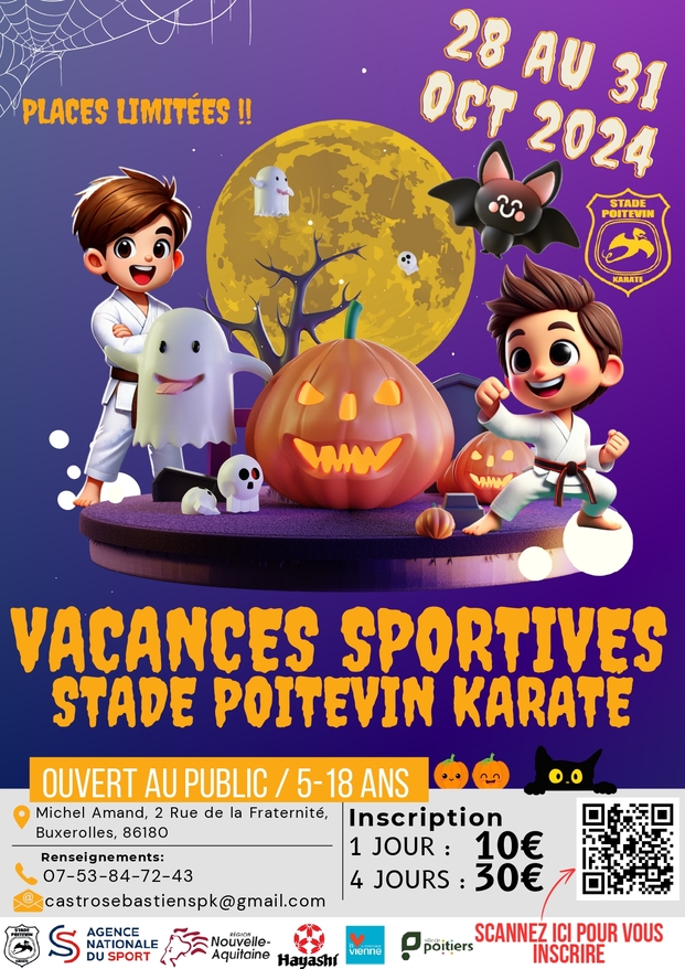 VACANCES SPORTIVES STADE POITEVIN KARATÉ DU 28 AU 31 OCTOBRE 2024